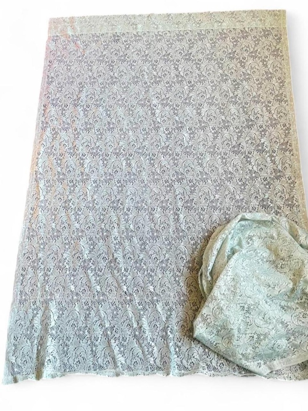 Vintage Green Floral Lace Sheer 57 x 38.5 Cottagecore Curtain Panels Set of 2